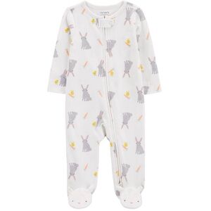 Carter's White Bunny and Chick Easter Print Footie Pajama Unisex 9 Months